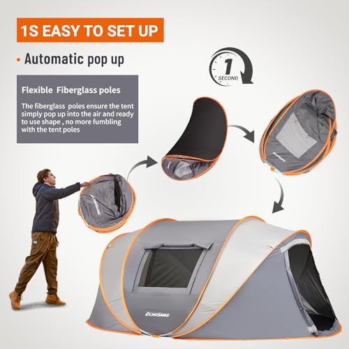 EchoSmile Instant Pop Up Camping Tent, 2/4/6 Person Easy Setup Tent