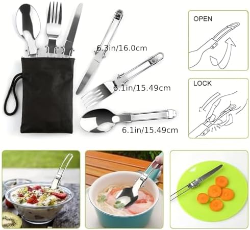 Camping Cookware Set(Green), Portable Backpacking Gear with Kettle, Pot, Pan, Cups & Foldable Cutlery, Lightweight Outdoor Cooking Kit for 2-3 People, Ideal for Hiking, Picnic & Camping