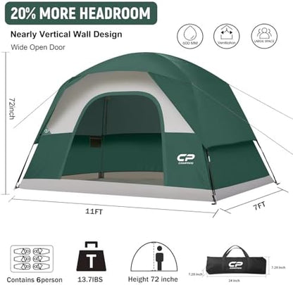CAMPROS CP Tents for Camping 2/4/6 Person, Waterproof Windproof Dome Tent