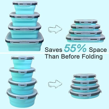 Guyuyii 8-Pack Silicone Collapsible Food Storage Containers with Lids
