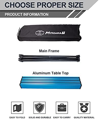 MSSOHKAN Camping Table Folding Portable Camp Side Table Aluminum Lightweight Carry Bag Beach Outdoor Hiking Picnics BBQ Cooking Dining Kitchen Blue Medium