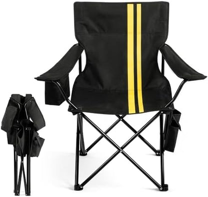 Outvita Portable Camping Chair with Insulated Cooler & Bag Black