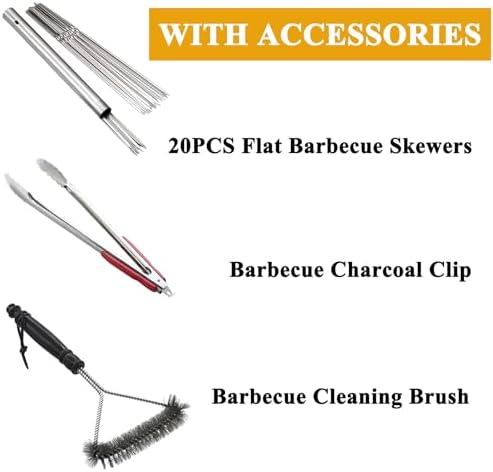 WILLBBQ Charcoal Grill, Portable BBQ Grill with Removable Stand Accessories