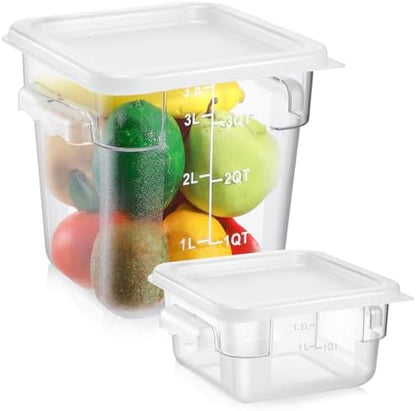 FoldTier 2 Pcs Square Food Storage Containers, White, 2 Qt,4 Qt