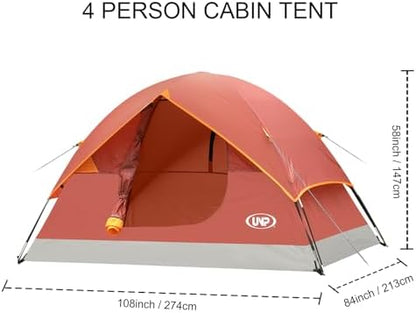 unp 6 Person 4 Season Dome Tent, Easy to Set Up for Camping & Hiking, Lightweight & Portable, Green