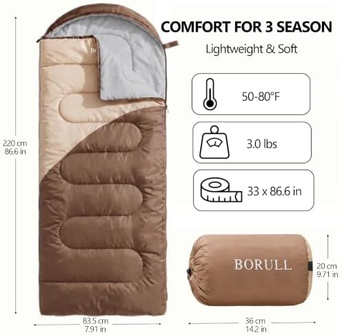 Lightweight Sleeping Bags for Adults & Kids, Backpacking & Scouts, Compact