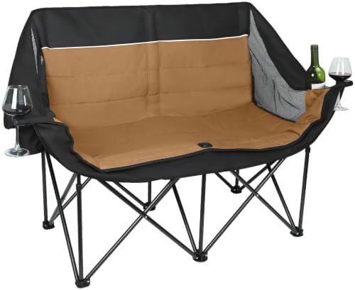 700LBS 2-Person Heavy Duty Double Camping Chair Loveseat Brown
