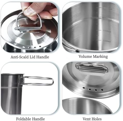KOKKOYA Stainless Steel Camping Cups Mug Small Backpacking Bush Pot Set