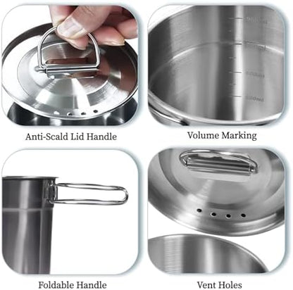 KOKKOYA Stainless Steel Camping Cups Mug Small Backpacking Bush Pot Set