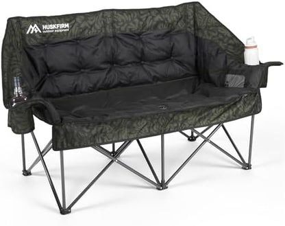Oversized Double Camping Chair Padded Camping Chair for Adults,Green Leaves