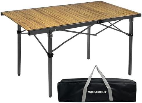 29.9" Tall Folding Camping Table for 2-6 Person, 54.7" Large Aluminum Foldable Roll-up Table Outdoor with Carry Bag for Picnic, Camp, Sturdy, Backyard, Patio