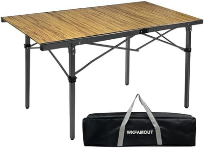 29.9" Tall Folding Camping Table for 2-6 Person, 54.7" Large Aluminum Foldable Roll-up Table Outdoor with Carry Bag for Picnic, Camp, Sturdy, Backyard, Patio