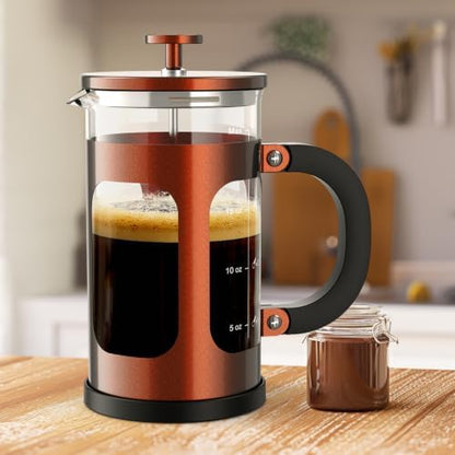 Veken French Press Coffee Maker,No Plastic Touches Cafe,21oz 0.6L Small Pot