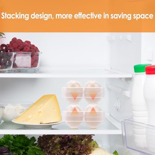 4 Girds E Holder Conggtainer, Plastic Egg Storage Box Shockproof Protection, Portable Egg Tray Carriage Dispenser for Refrigerator Camping Picnic Travel Kitchen Outdoor (Transparent 2 Pcs)