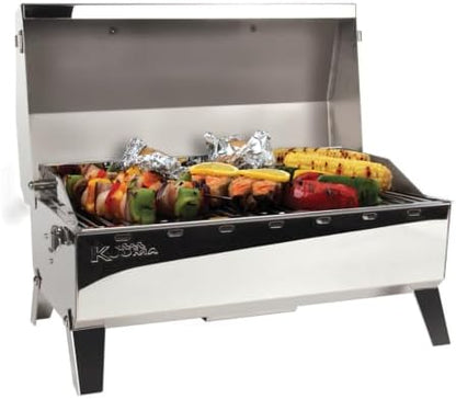 Kuuma Stow N Go 160 Charcoal Grill, Marine Stainless Steel, 160 Sq Inch