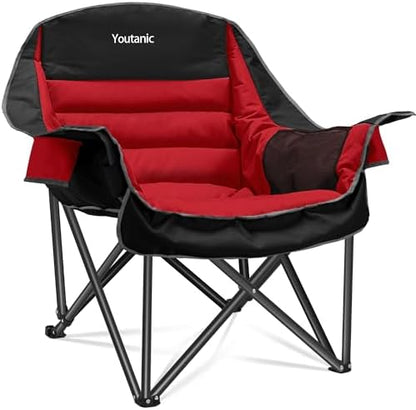 Youtanic Oversized Padded Camping Chair, Portable Folding Camping Chairs