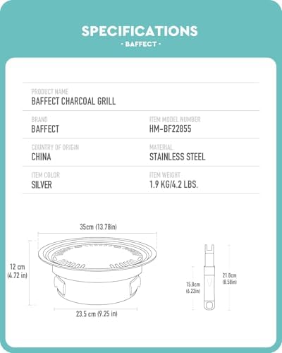 Baffect Korean Charcoal Grill For Indoor BBQ Cooking & Outdoor Camping