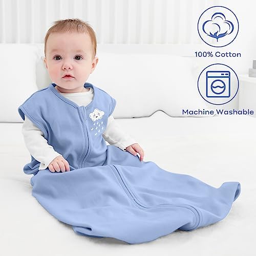 Yoofoss Baby Sleep Sack 0-6 Month 0.5TOG 100% Organic Cotton 2-Way Zipper