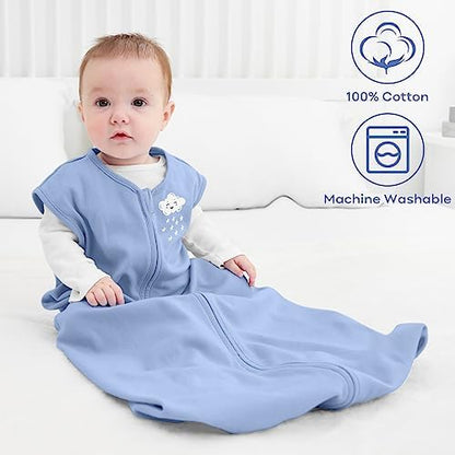 Yoofoss Baby Sleep Sack 0-6 Month 0.5TOG 100% Organic Cotton 2-Way Zipper