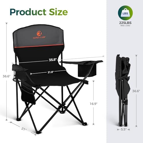 ALPHA CAMP Folding Camping Chair for Adults Lawn Chair for Camping Outdoor