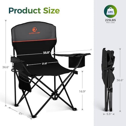 ALPHA CAMP Folding Camping Chair for Adults Lawn Chair for Camping Outdoor
