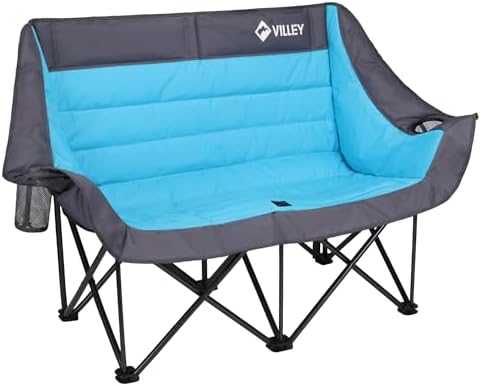 VILLEY Oversized Double Camping Chair, Heavy-Duty Folding Loveseat