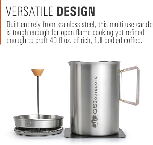 GSI Outdoors Glacier Stovetop JavaPress, 40 fl oz, French Press Maker