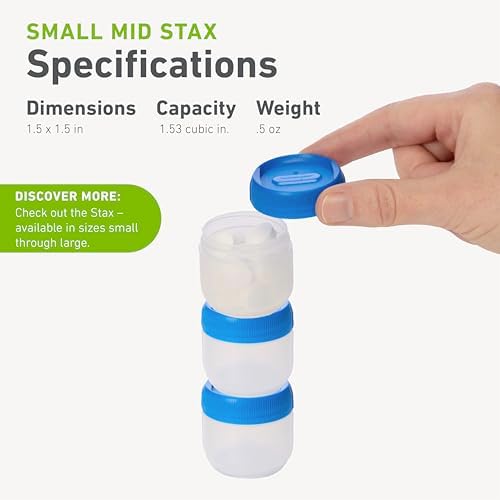 humangear STAX Stackable Containers, Small Mid, Clear/Blue