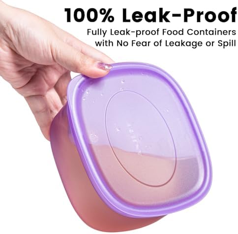 7-Piece Meal Prep Containers — 3.8-Cup Reusable Airtight Plastic Food Storage Containers with Lids, BPA-Free, Microwave/Freezer/Fridge Safe, Stackable Lunch & Leftovers Organizer(900ml)