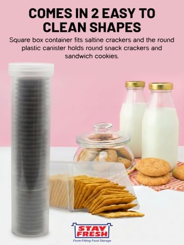 Stay Fresh Cracker Container Set of 2 - Round & Square