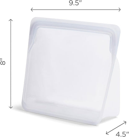 Stasher Premium Silicone Reusable Food Storage Stand-Up Bag Mega, Clear, Microwave, Sous Vide, Dishwasher, Oven and Freezer Safe, BPA Free, Leak-free, Eco-friendly, 104 Oz