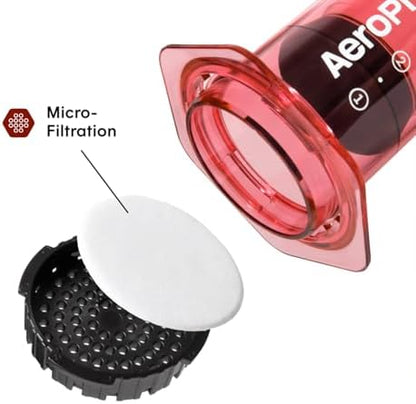 AeroPress Clear Red Coffee Press, French Press, Pour-Over & Espresso Style