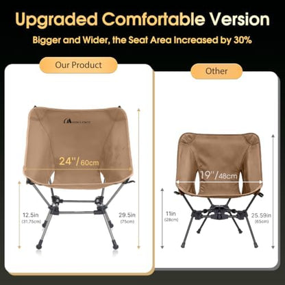 MOON LENCE Portable Camping Chair Plus, Larger & Roomier, Compact and Lightweight, Folding Chair for Backpacking Hiking Beach, Ultralight Camp Chair 330Lbs Capacity