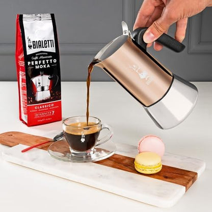 Bialetti - Venus Induction, Stainless Steel Stovetop Espresso Coffee Maker, Suitable for all Types of Hobs, 6 Cups (7.9 Oz), Copper,Silver