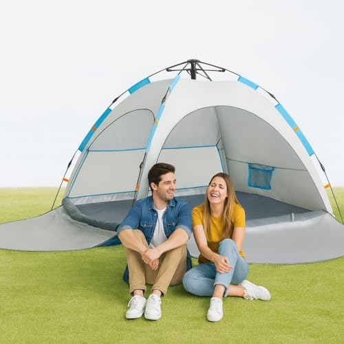 2-Person Pop-Up Camping Tent – Instant Setup, Water-Resistant, Lightweight Dome with Dual Mesh Doors & Extensible Porch – Ideal for Beach, Hiking & Backpacking