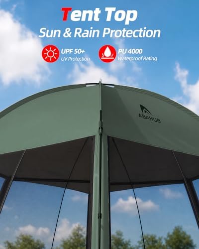 Abahub Portable Screen House Tent for 4-6 Person, 9.8x9.8x6.7 ft, Green