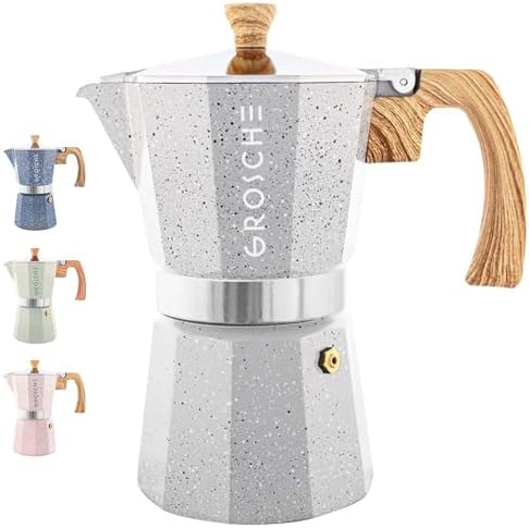GROSCHE Milano Stovetop Espresso Maker Moka Pot 6 espresso Cup, 9.3 oz Grey