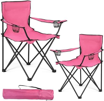 WEIDIORME 2 Pack Lightweight Camping Chairs for Adults & Teens, Capacity Foldable Portable Chairs with Carry Bag, Compact Design for Camping, Beach, Picnics, and Outdoor Events