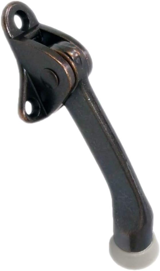QCAA Heavy Duty Kickdown Door Holder, 4", Zinc Die Cast, Antique Copper, Made in Taiwan