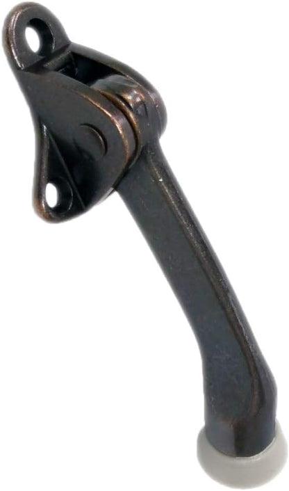 QCAA Heavy Duty Kickdown Door Holder, 4", Zinc Die Cast, Antique Copper, Made in Taiwan