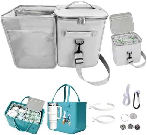 2-in-1 Insulated Cooler Organizer Insert for Bogg Bag XL – Leak-Proof Ice Chest with Zipper and Cup Holder Included – Lightweight Mesh Divider Pouch for Beach, Camping, Road Trips