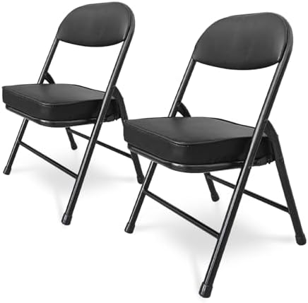 Mini Padded Folding Stool - 12.2 Inch Camping Black 2-Pack