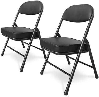 Mini Padded Folding Stool - 12.2 Inch Camping Black 2-Pack