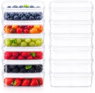 Lustroware Micro Clear Transparent Food Storage Containers with Lids – BPA-Free, Shatterproof, Dishwasher & Microwave Safe, 21oz Stackable Refrigerator Organizer Bins, Made in Japan, Set of 12