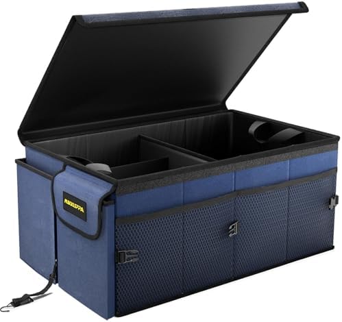 MIKKUPPA Trunk Organizer with Lid - 65L Collapsible Car Organizer, Blue