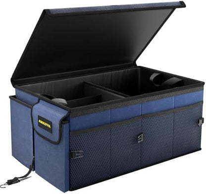 MIKKUPPA Trunk Organizer with Lid - 65L Collapsible Car Organizer, Blue