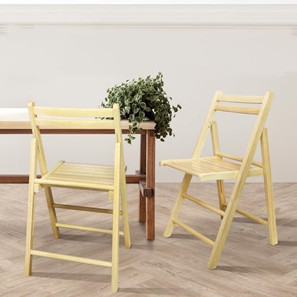 Casual Home Wooden Folding Chairs 2-Pcs Set - Natural