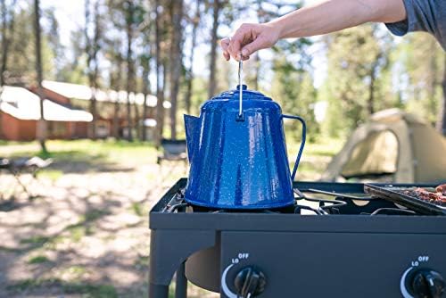 Stansport Enamel Coffee Pot 20 Cup (10348), Blue, 9.25" L x 9.25" W x 9.5" H