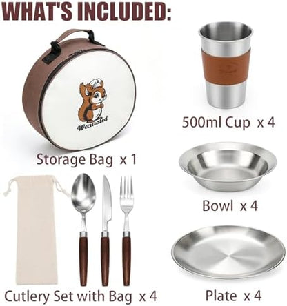 Camping Mess Kit, Stainless Steel Stylish Set