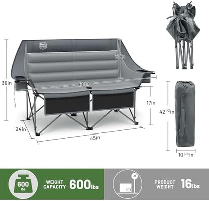 Timber Ridge Double Camping Chair Heavy Duty Outdoor Folding Camp Couch